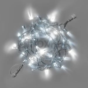 Светодиодная гирлянда INOXHUB Нить 10м, 100 LED, соединяемая, с мерцанием, 24В, IP65, прозрачный провод, БЕЛАЯ фото Иноксхаб