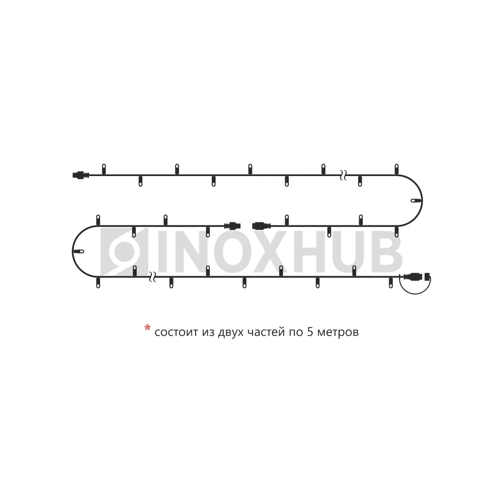 Светодиодная гирлянда INOXHUB Нить 10м, 100 LED, соединяемая, 220В, IP65, белый резиновый провод 2.3мм, БЕЛАЯ фото Иноксхаб