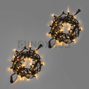 Светодиодная гирлянда INOXHUB Нить 10м, 100 LED, соединяемая, 220В, IP65, чёрный резиновый провод 2.3мм, ТЁПЛАЯ БЕЛАЯ фото Иноксхаб