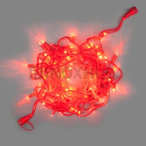 Светодиодная гирлянда INOXHUB Нить 10м, 100 LED, соединяемая, мерцающая красным, 24В, IP65, красный резиновый провод 2.3мм, КРАСНАЯ фото Иноксхаб