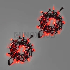Светодиодная гирлянда INOXHUB Нить 10м, 100 LED, соединяемая, 220В, IP65, чёрный резиновый провод 2.3мм, КРАСНАЯ фото Иноксхаб