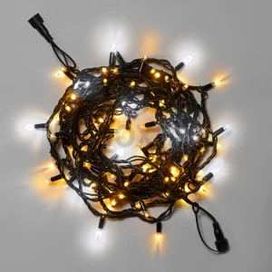 Светодиодная гирлянда INOXHUB Нить 10м, 100 LED, соединяемая, с мерцанием, 24В, IP65, чёрный резиновый провод 3.3мм, ТЁПЛАЯ БЕЛАЯ фото Иноксхаб