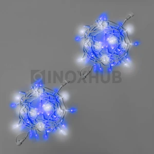 Светодиодная гирлянда INOXHUB Нить 10м, 100 LED, соединяемая, с мерцанием, 220В, IP65, белый резиновый провод 3.3мм, СИНЯЯ фото Иноксхаб