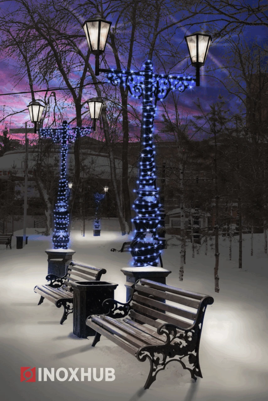 Светодиодная гирлянда INOXHUB Нить 10м, 100 LED, соединяемая, с мерцанием, 220В, IP65, белый резиновый провод 2.3мм, СИНЯЯ фото Иноксхаб