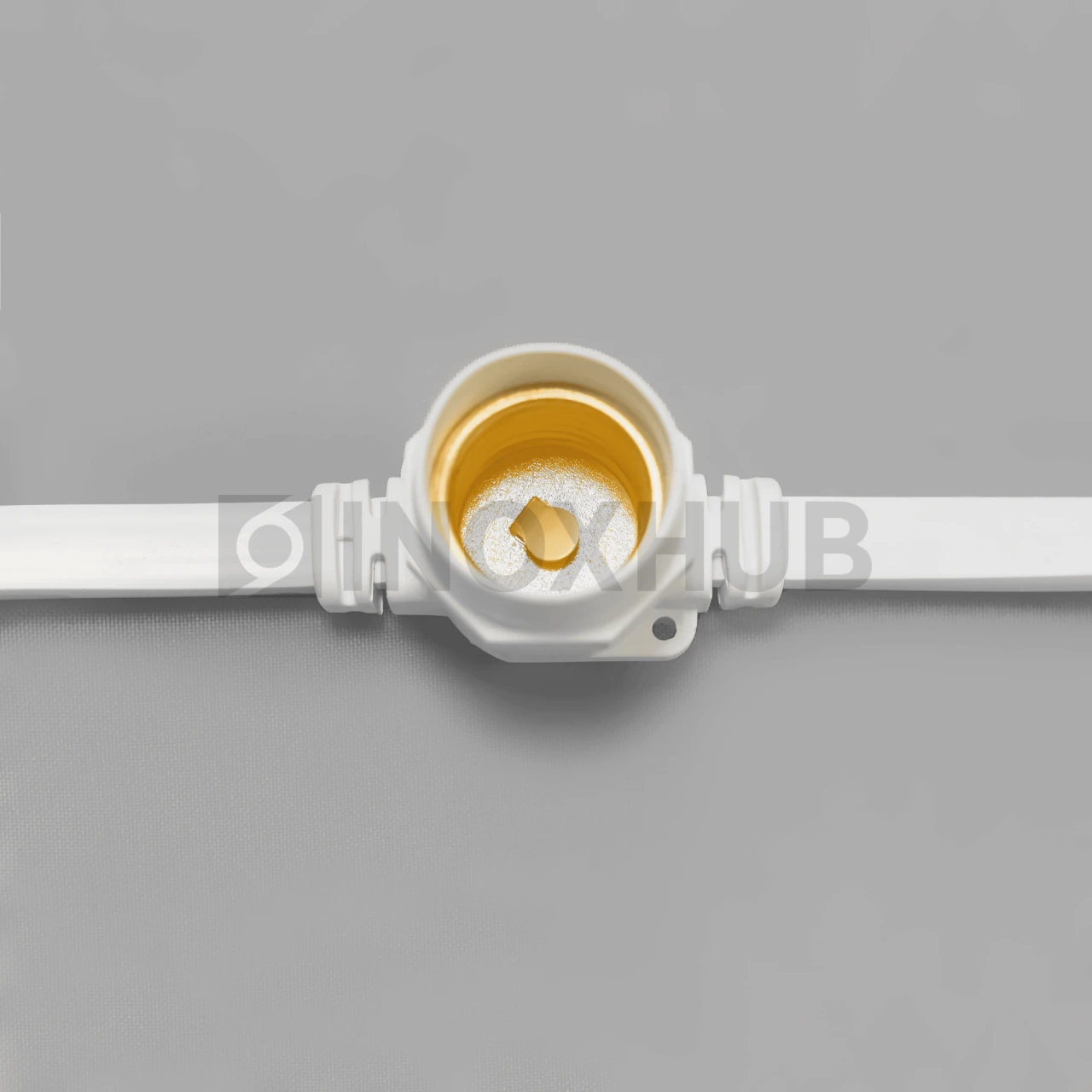 Белт-Лайт INOXHUB, шаг 40см, БЕЛЫЙ, двухжильный шлейф, 125 резиновых патронов с латунными контактами, цоколь E27, бухта 50м фото Иноксхаб