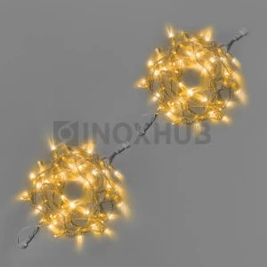 Светодиодная гирлянда INOXHUB Нить 10м, 100 LED, соединяемая, 220В, IP65, прозрачный провод, ЖЕЛТАЯ фото Иноксхаб