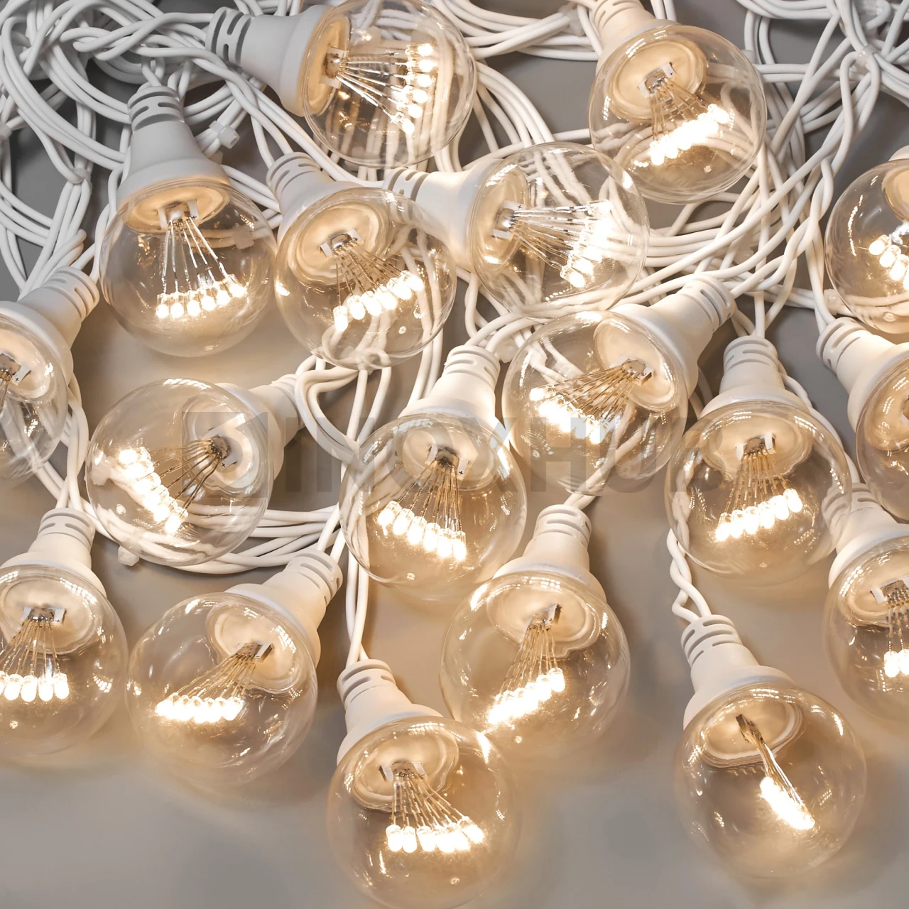 Гирлянда Стрит-Лофт INOXHUB 5м, 20 ламп, 220В, IP65, белая резина 2.3мм, ТЁПЛЫЙ БЕЛЫЙ фото Иноксхаб