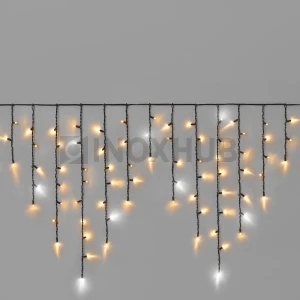 Гирлянда Бахрома INOXHUB 3×0.9м, мерцающая, 144 LED, 220В, IP65, черная резина 3.3мм, ТЁПЛАЯ БЕЛАЯ фото Иноксхаб