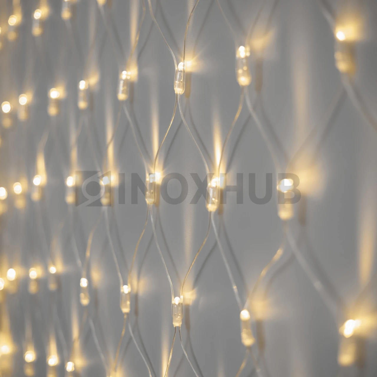 Гирлянда Сетка INOXHUB 2×3м, 388 LED, 220В, IP65, соединяемая, прозрачный провод, ТЁПЛАЯ БЕЛАЯ фото Иноксхаб