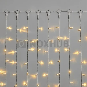 Гирлянда Занавес INOXHUB 2×6м, 1000 LED, 220В, IP65, белая резина 2.3мм, ТЕПЛЫЙ БЕЛЫЙ фото Иноксхаб