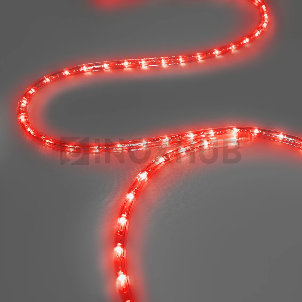 Дюралайт INOXHUB двухжильный 13 мм, круглый, бухта 100м, шаг резки 1м, 36 светодиодов на метр, фиксинг, 220В, IP65, КРАСНЫЙ фото Иноксхаб