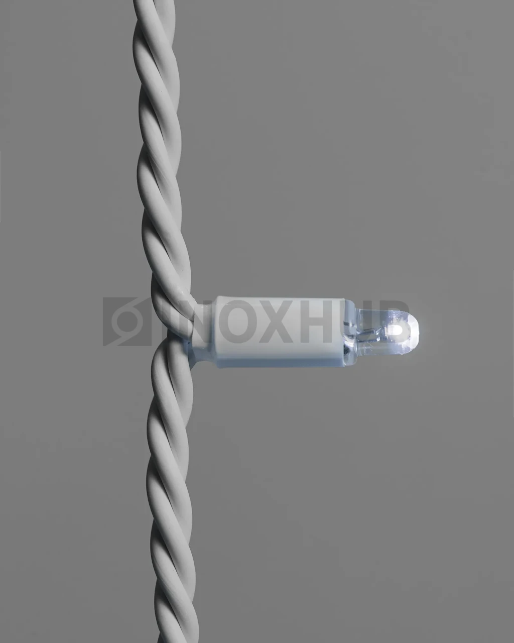 Светодиодная гирлянда INOXHUB Нить 10м, 100 LED, соединяемая, 24В, IP65, белый резиновый провод 3.3мм, БЕЛАЯ фото Иноксхаб