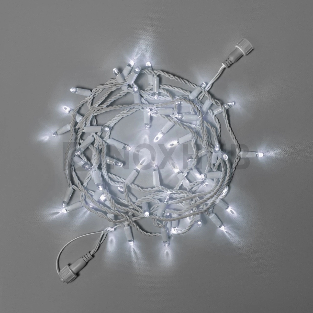 Светодиодная гирлянда INOXHUB Нить 10м, 100 LED, соединяемая, 220В, IP65, белый резиновый провод 3.3мм, БЕЛАЯ фото Иноксхаб