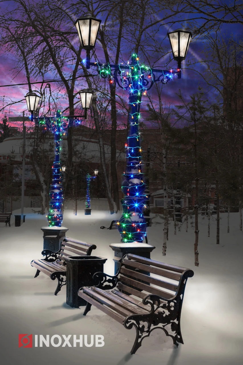 Светодиодная гирлянда INOXHUB Нить 10м, 100 LED, соединяемая, 220В, IP65, прозрачный провод, МУЛЬТИ фото Иноксхаб