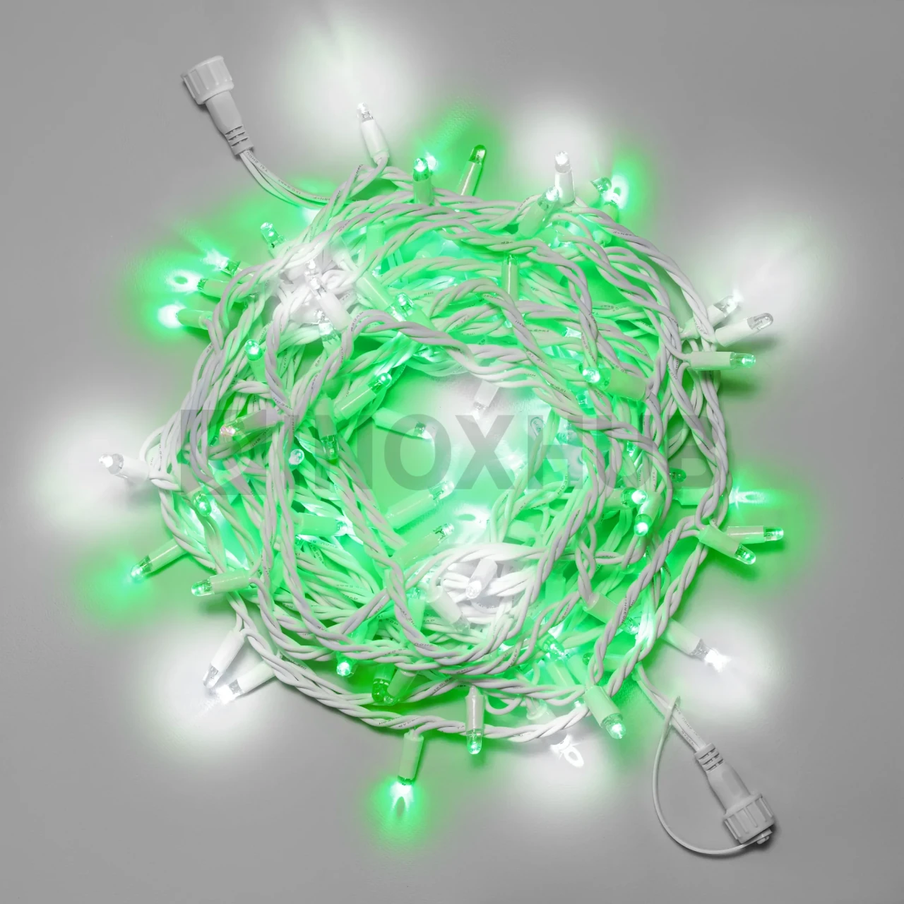 Светодиодная гирлянда INOXHUB Нить 10м, 100 LED, соединяемая, с мерцанием, 220В, IP65, белый резиновый провод 3.3мм, ЗЕЛЕНАЯ фото Иноксхаб