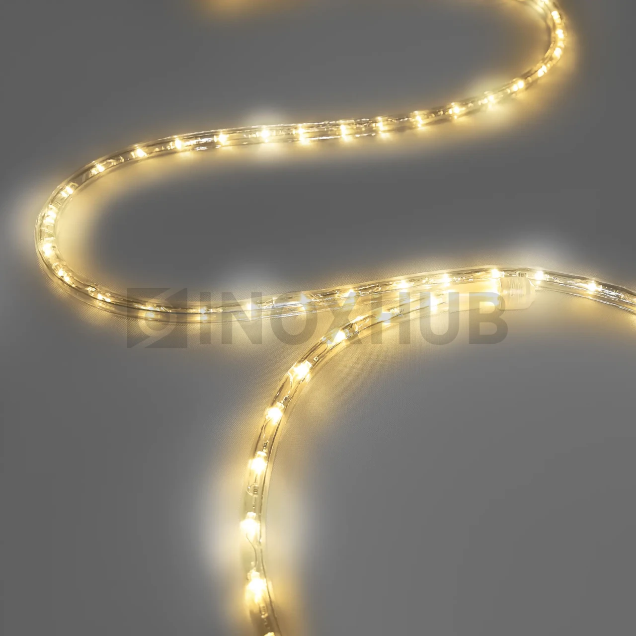 Дюралайт INOXHUB двухжильный 13 мм, круглый, бухта 100м, шаг резки 1м, 36 светодиодов на метр, мерцающий, 220В, IP65, ТЕПЛЫЙ БЕЛЫЙ фото Иноксхаб
