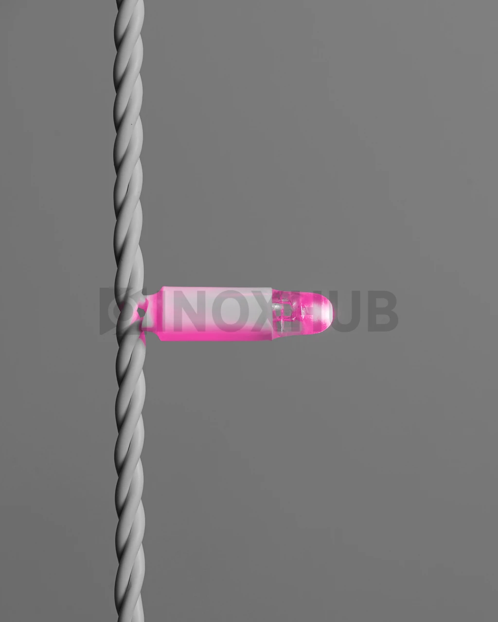 Светодиодная гирлянда INOXHUB Нить 10м, 100 LED, соединяемая, с мерцанием, 24В, IP65, белый резиновый провод 2.3мм, РОЗОВАЯ фото Иноксхаб