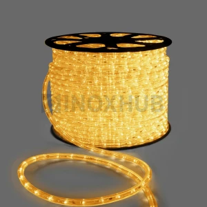 Дюралайт INOXHUB двухжильный 13 мм, круглый, бухта 100м, шаг резки 1м, 36 светодиодов на метр, фиксинг, 220В, IP65, ЖЕЛТЫЙ фото Иноксхаб