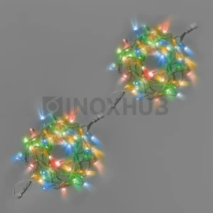 Светодиодная гирлянда INOXHUB Нить 10м, 100 LED, соединяемая, 220В, IP65, прозрачный провод, МУЛЬТИ фото Иноксхаб