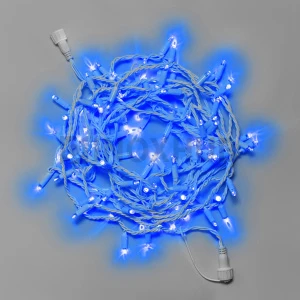 Светодиодная гирлянда INOXHUB Нить 10м, 100 LED, соединяемая, 24В, IP65, белый резиновый провод 2.3мм, СИНЯЯ фото Иноксхаб