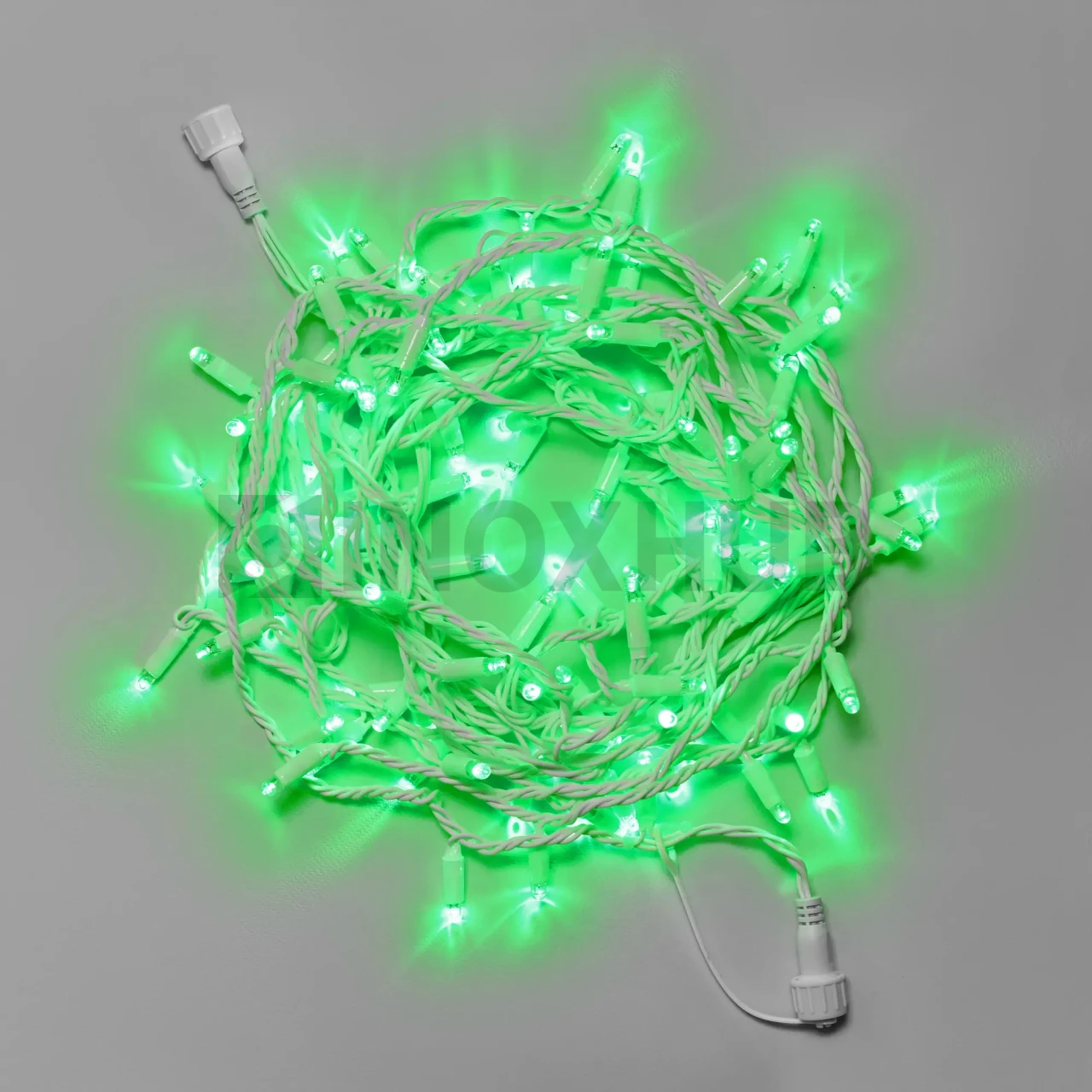Светодиодная гирлянда INOXHUB Нить 10м, 100 LED, соединяемая, 220В, IP65, белый резиновый провод 3.3мм, ЗЕЛЕНАЯ фото Иноксхаб