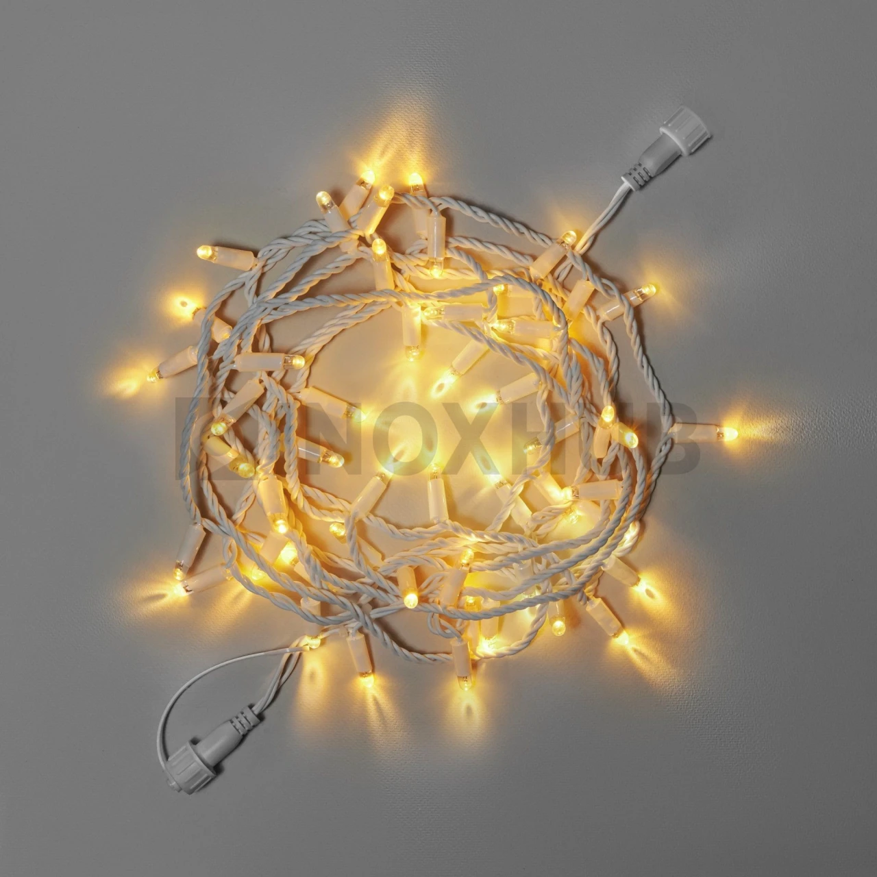 Светодиодная гирлянда INOXHUB Нить 10м, 100 LED, соединяемая, 220В, IP65, белый резиновый провод 3.3мм, ТЁПЛАЯ БЕЛАЯ фото Иноксхаб