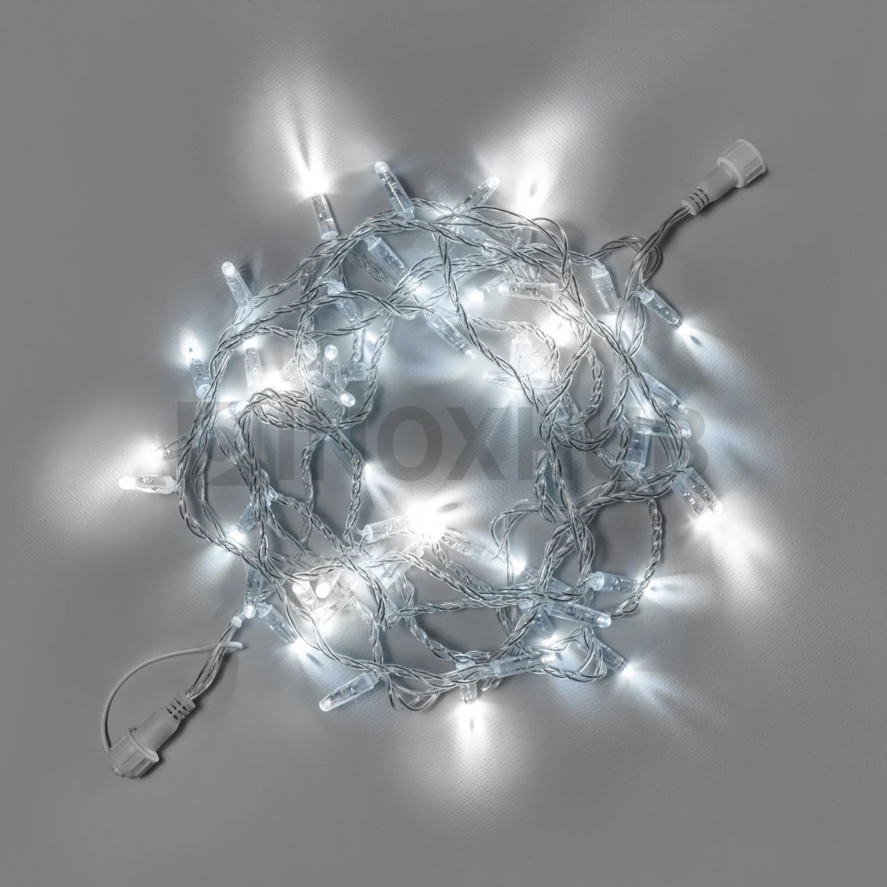Светодиодная гирлянда INOXHUB Нить 10м, 100 LED, соединяемая, с мерцанием, 220В, IP65, прозрачный провод, БЕЛАЯ фото Иноксхаб