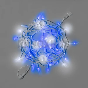 Светодиодная гирлянда INOXHUB Нить 10м, 100 LED, соединяемая, с мерцанием, 24В, IP65, белый резиновый провод 3.3мм, СИНЯЯ фото Иноксхаб