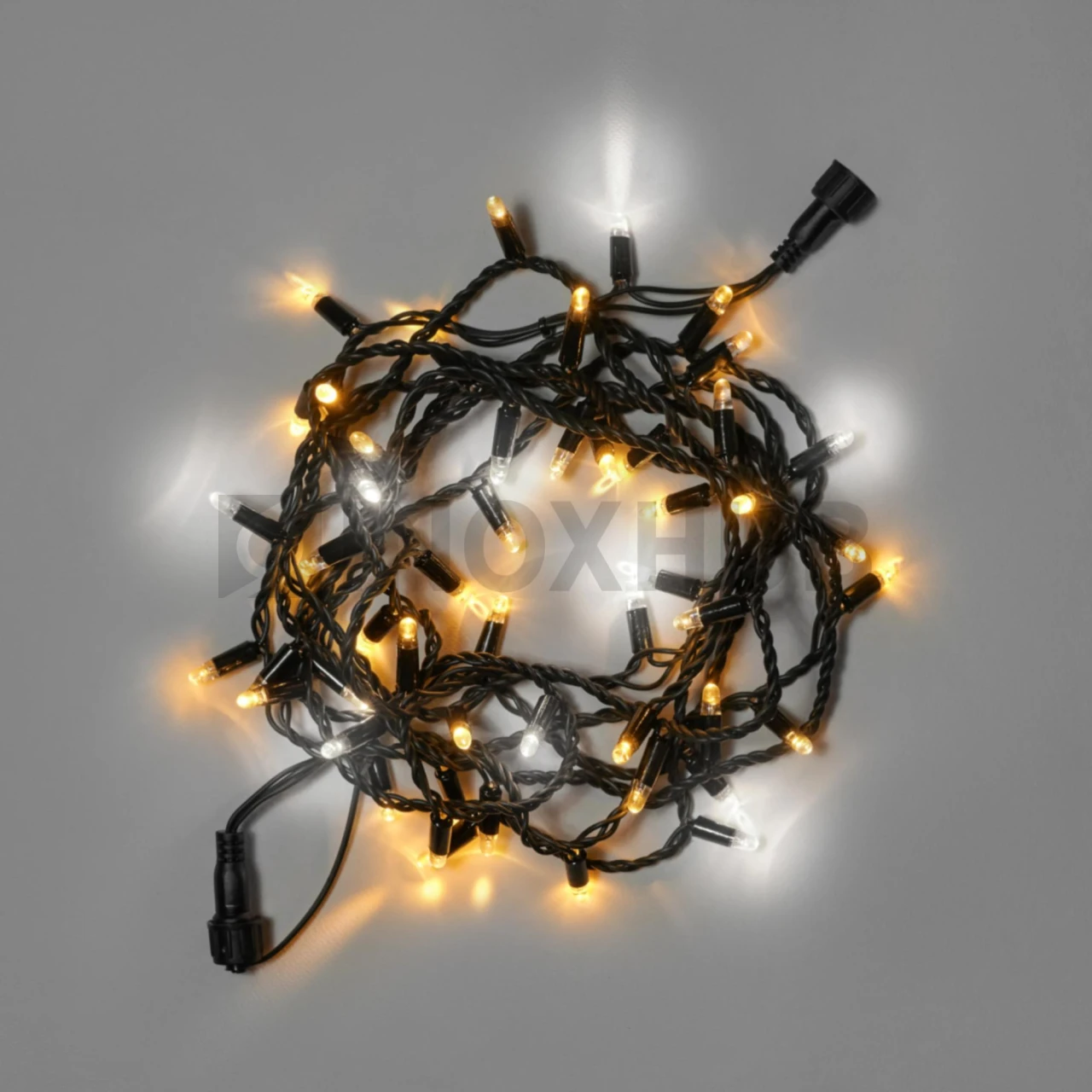 Светодиодная гирлянда INOXHUB Нить 10м, 100 LED, соединяемая, с мерцанием, 220В, IP65, чёрный резиновый провод 2.3мм, ТЁПЛАЯ БЕЛАЯ фото Иноксхаб