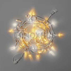 Светодиодная гирлянда INOXHUB Нить 10м, 100 LED, соединяемая, с мерцанием, 24В, IP65, белый резиновый провод 2.3мм, ТЁПЛАЯ БЕЛАЯ фото Иноксхаб