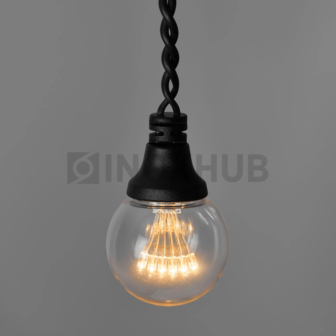 Гирлянда Стрит-Лофт INOXHUB 10м, 20 ламп, 220В, IP65, чёрная резина 3.3мм, ТЁПЛЫЙ БЕЛЫЙ фото Иноксхаб