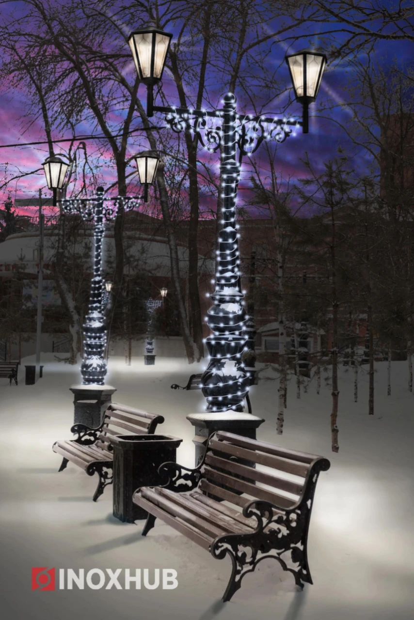 Светодиодная гирлянда INOXHUB Нить 10м, 100 LED, соединяемая, 24В, IP65, белый резиновый провод 2.3мм, БЕЛАЯ фото Иноксхаб