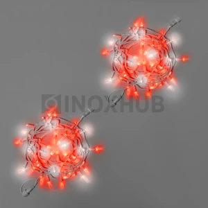 Светодиодная гирлянда INOXHUB Нить 10м, 100 LED, соединяемая, с мерцанием, 220В, IP65, белый резиновый провод 3.3мм, КРАСНАЯ фото Иноксхаб