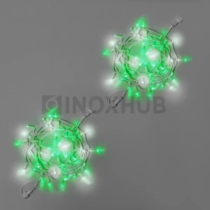 Светодиодная гирлянда INOXHUB Нить 10м, 100 LED, соединяемая, с мерцанием, 220В, IP65, белый резиновый провод 3.3мм, ЗЕЛЕНАЯ фото Иноксхаб