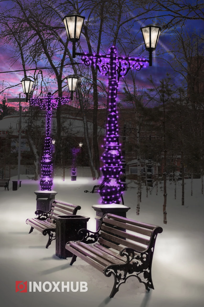 Светодиодная гирлянда INOXHUB Нить 10м, 100 LED, соединяемая, 220В, IP65, прозрачный провод, ФИОЛЕТОВЫЙ фото Иноксхаб