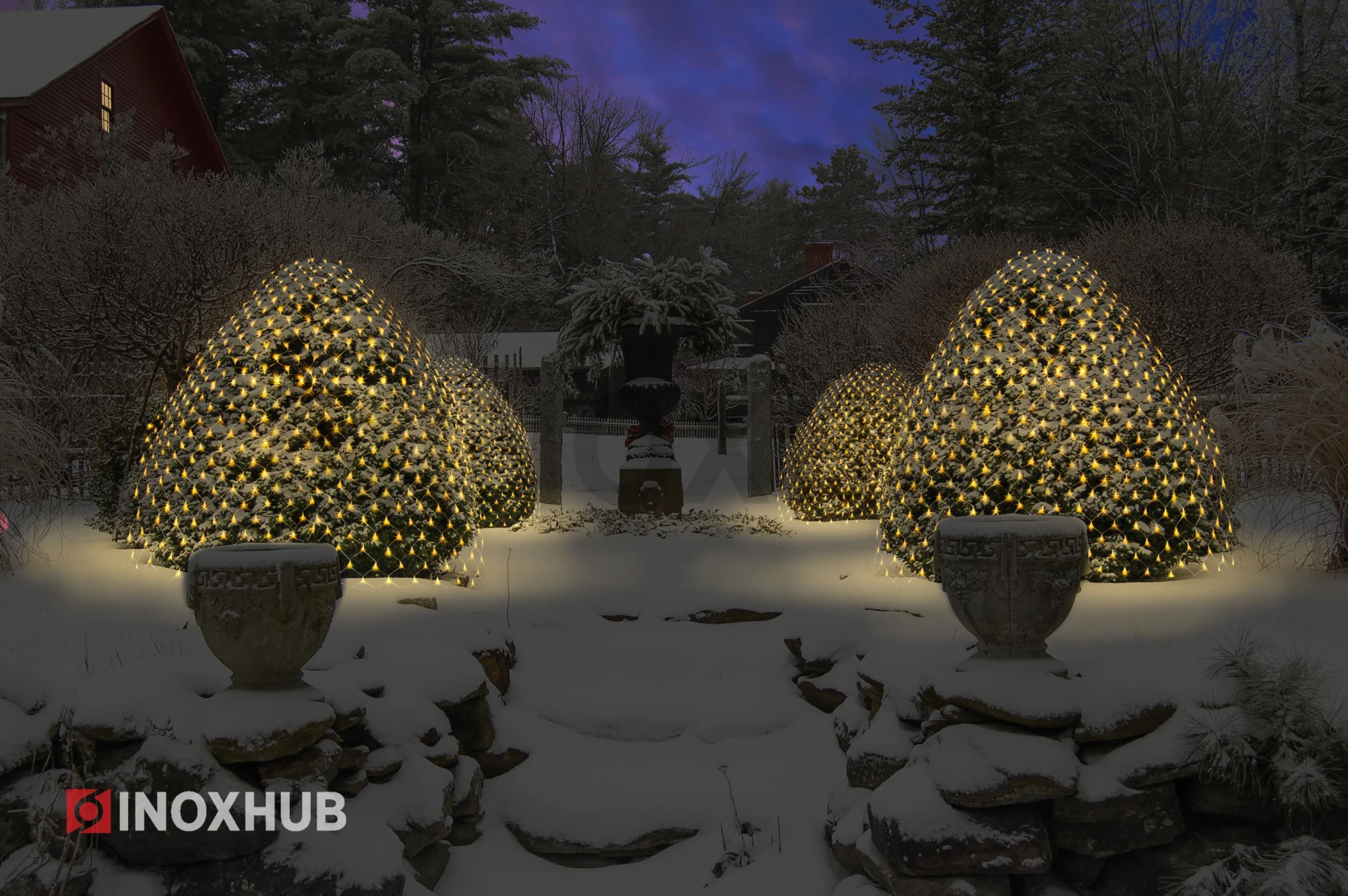 Гирлянда Сетка INOXHUB 2×3м, 388 LED, 220В, IP65, соединяемая, прозрачный провод, ТЁПЛАЯ БЕЛАЯ фото Иноксхаб