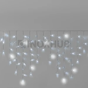Гирлянда Бахрома INOXHUB 3х0.9м, мерцающая, 144 LED, 220В, IP65, прозрачный провод, БЕЛАЯ фото Иноксхаб