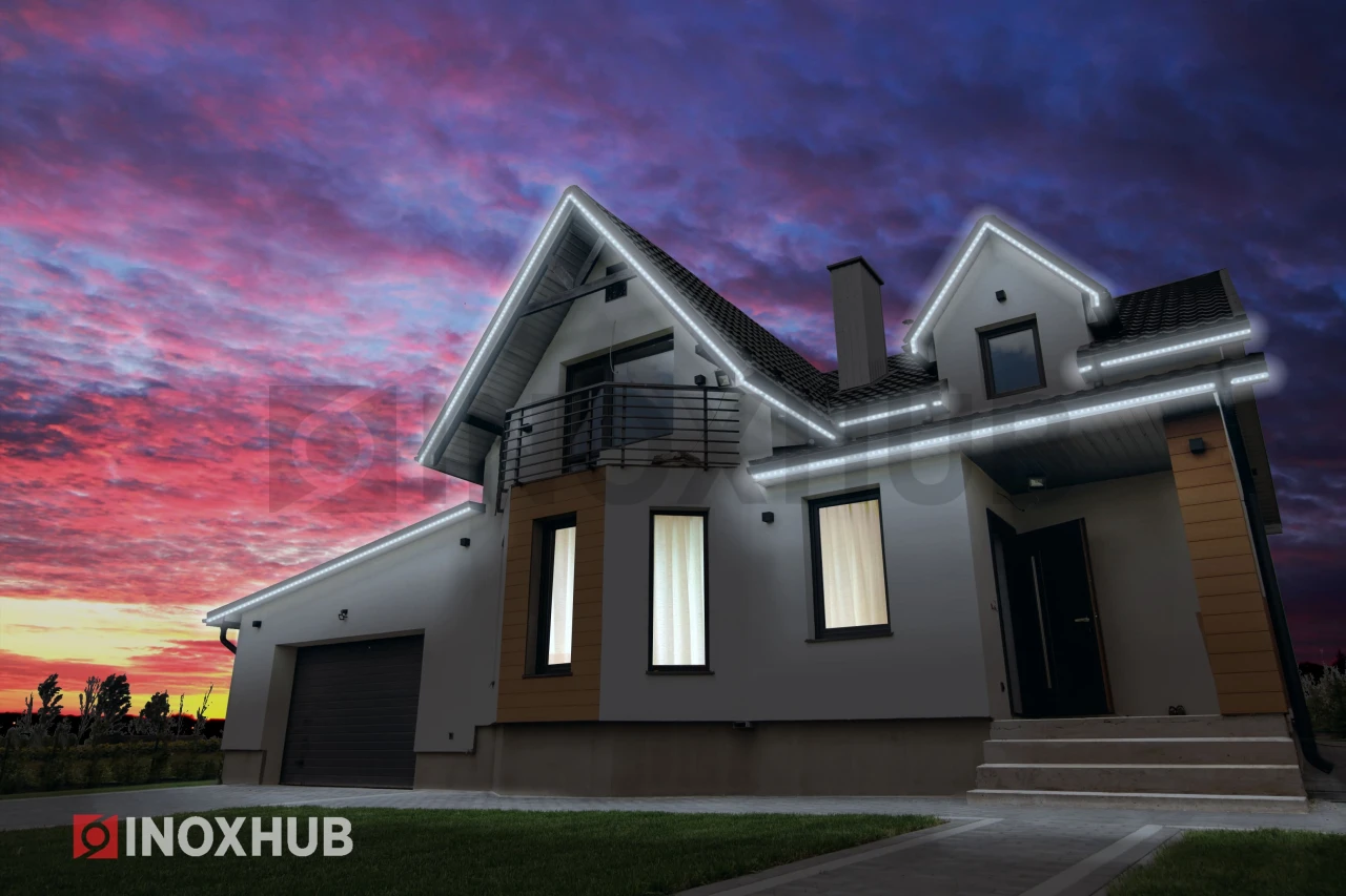 Дюралайт INOXHUB двухжильный 13 мм, круглый, бухта 100м, шаг резки 50см, 36 светодиодов на метр, фиксинг, 24В, IP65, БЕЛЫЙ фото Иноксхаб