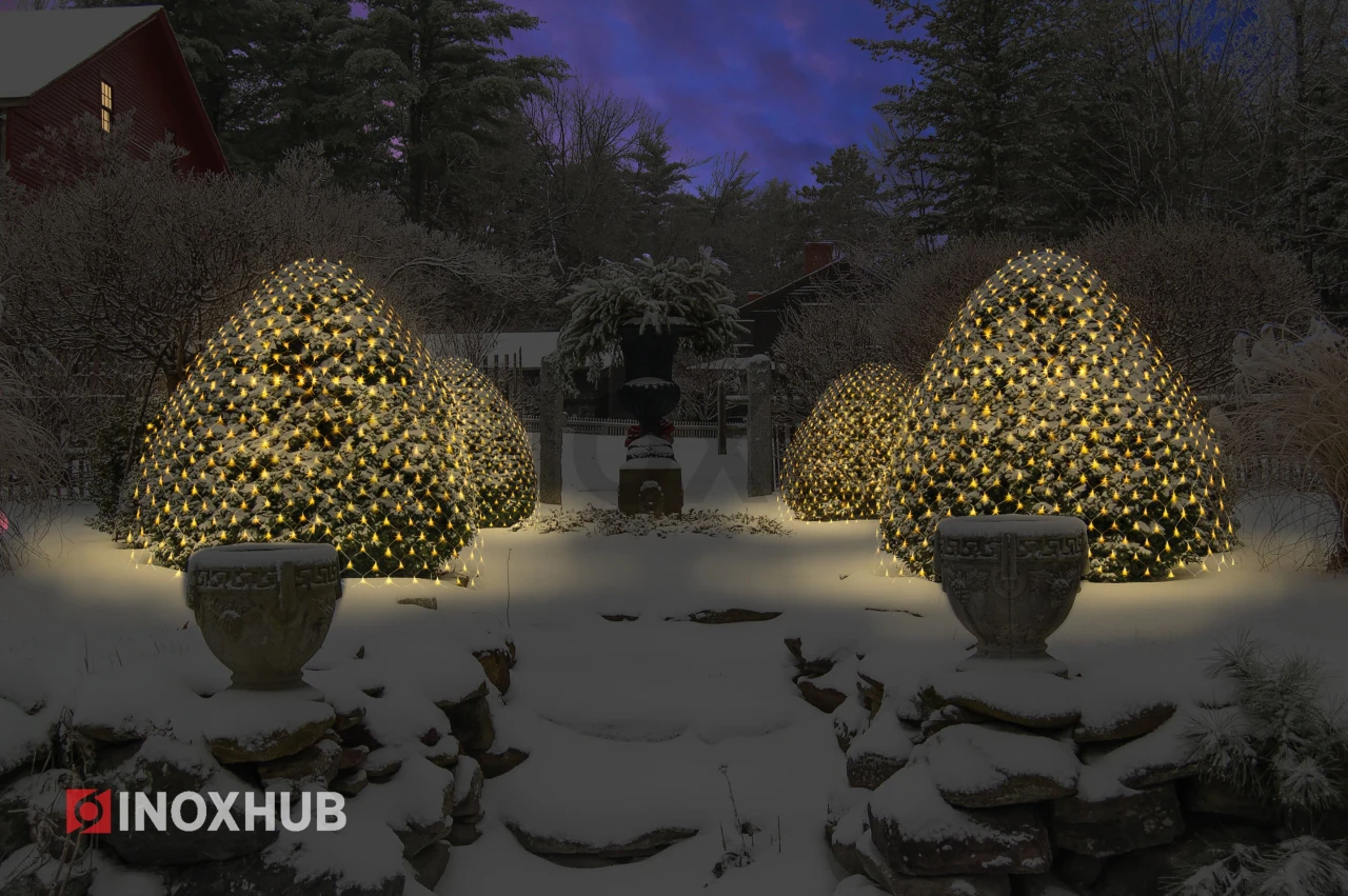 Гирлянда Сетка INOXHUB 2×3м, 388 LED, 220В, IP65, соединяемая, прозрачный провод, ТЁПЛАЯ БЕЛАЯ фото Иноксхаб