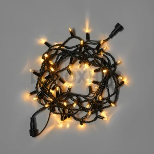 Светодиодная гирлянда INOXHUB Нить 10м, 100 LED, соединяемая, 24В, IP65, черный резиновый провод 2.3мм, ТЁПЛАЯ БЕЛАЯ фото Иноксхаб