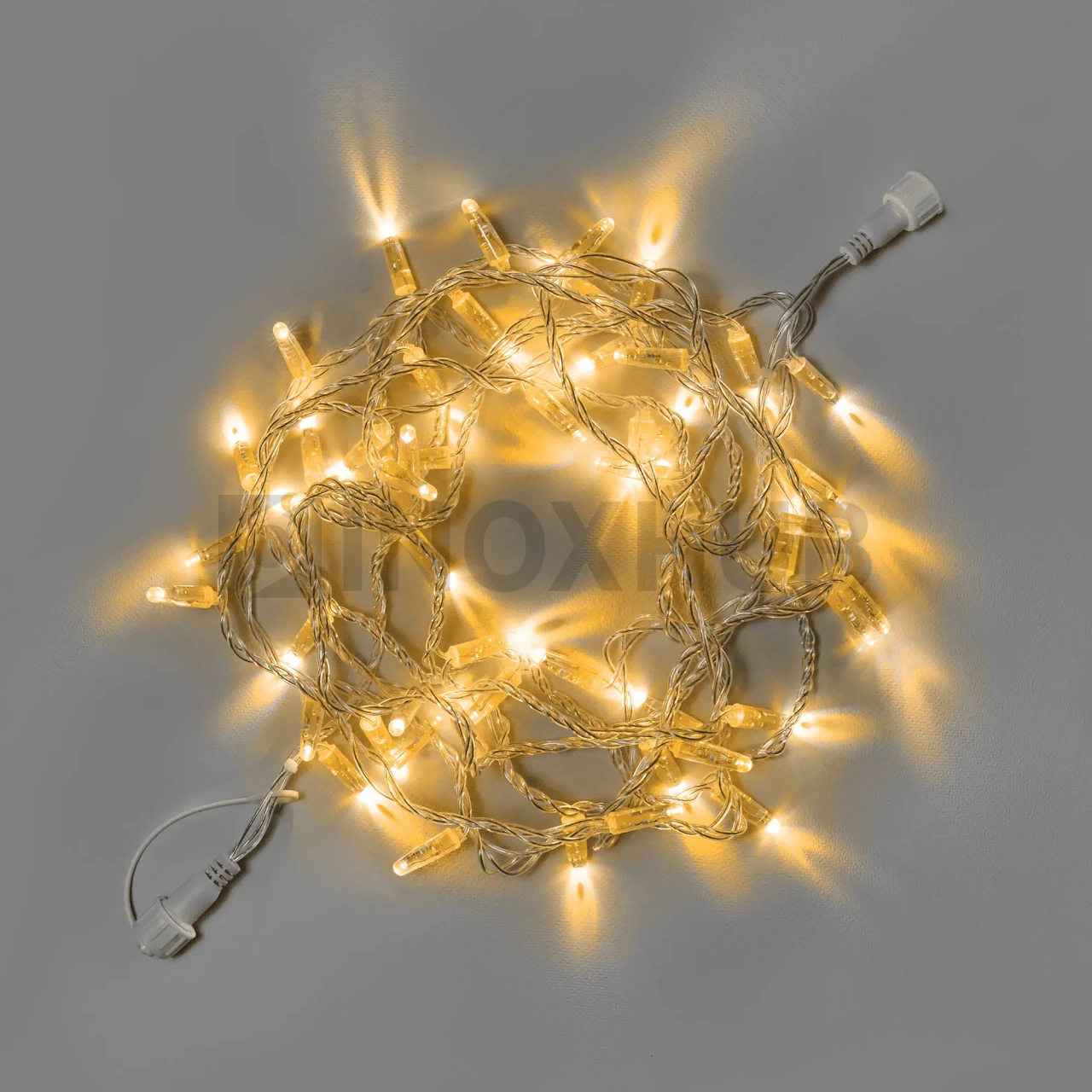 Светодиодная гирлянда INOXHUB Нить 10м, 100 LED, соединяемая, 220В, IP65, прозрачный провод, ЖЕЛТАЯ фото Иноксхаб