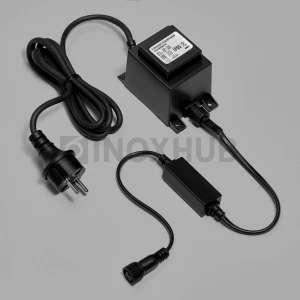 Безопасный Разделительный Трансформатор 220/24В INOXHUB для Нитей 10м 24В, 60Вт, 1.5м, ЧЁРНЫЙ провод фото Иноксхаб